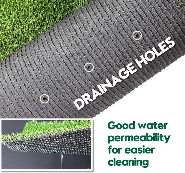 Alt view image 4 of 6 - WS 5FT x 8FT Artificial Grass Turf, 1,38 Inch 4-Tone Realistic Synthetic Faux Grass Rug with Drainage Holes for Dogs, Indoor/Outdoor Garden & Lawn