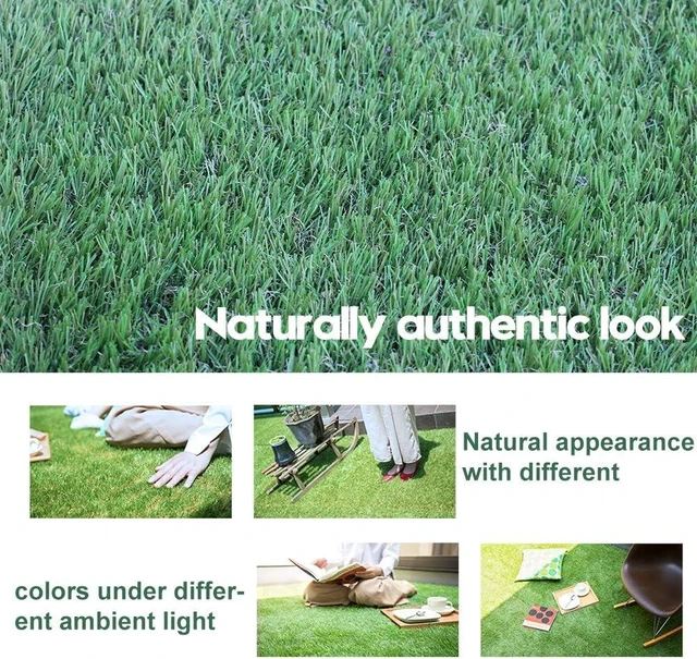 Alt view image 5 of 6 - WS 5FT x 8FT Artificial Grass Turf, 1,38 Inch 4-Tone Realistic Synthetic Faux Grass Rug with Drainage Holes for Dogs, Indoor/Outdoor Garden & Lawn