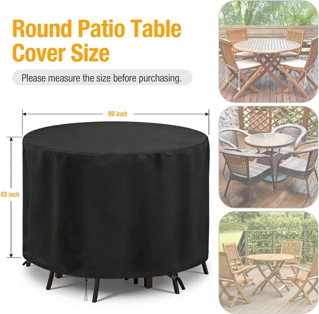 Alt view image 2 of 7 - Outdoor Round Patio Furniture Cover, 90" D x 43" H