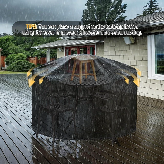 Alt view image 6 of 7 - Outdoor Round Patio Furniture Cover, 90" D x 43" H