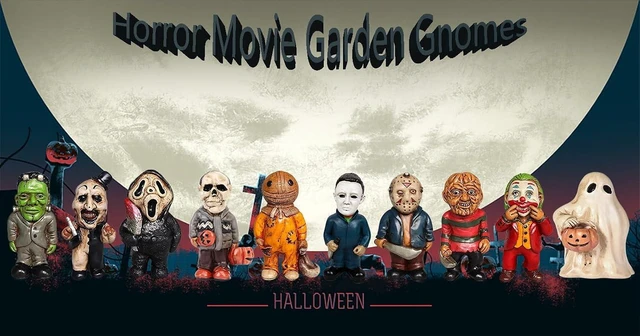 Alt view image 2 of 7 - 10pcs Horror Movie Halloween Gnome Garden Statues Set, Figurines