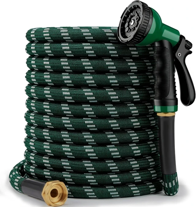 Main image of 2026 Upgraded 100 ft Kink-Free Flexible Garden Hose with 10-Pattern Spray Nozzle, Leak-Proof, Ultra Lightweight & Durable for Yard, Lawn & Outdoor (DarkGreen)