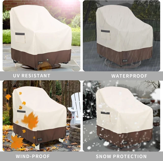 Alt view image 6 of 7 - 2 Pack Waterproof Outdoor Swivel Chair Covers, Heavy Duty Patio Furniture Cover for Deck Swivel Chair, 30 W x 34 D x 36 H inches, Beige & Brown