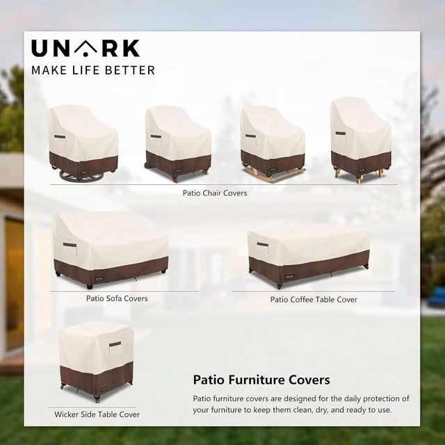 Alt view image 7 of 7 - 2 Pack Waterproof Outdoor Swivel Chair Covers, Heavy Duty Patio Furniture Cover for Deck Swivel Chair, 30 W x 34 D x 36 H inches, Beige & Brown