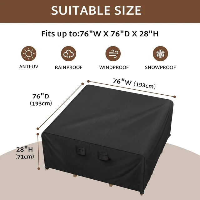 Alt view image 2 of 7 - 76 x 76 Inch Waterproof Outdoor Patio Table Furniture Cover