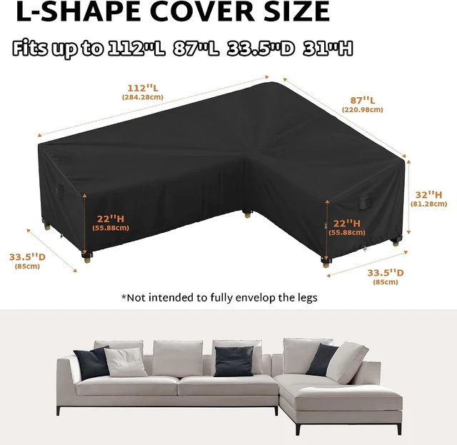 Alt view image 2 of 7 - 112 x 87 Inch Outdoor Sectional Cover for L-Shaped Couch Sofa