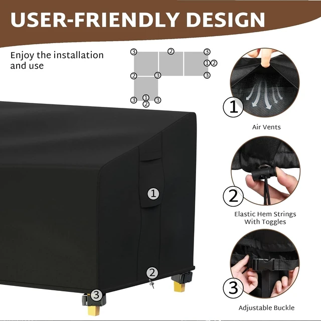 Alt view image 3 of 7 - 112 x 87 Inch Outdoor Sectional Cover for L-Shaped Couch Sofa