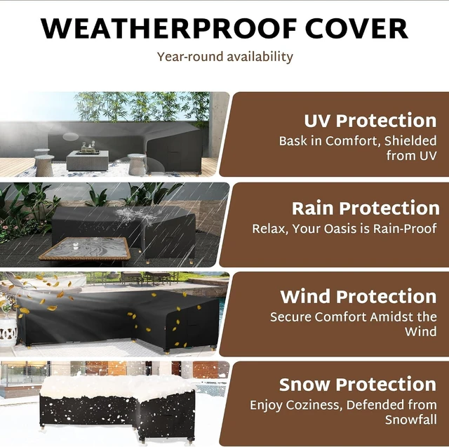 Alt view image 5 of 7 - 112 x 87 Inch Outdoor Sectional Cover for L-Shaped Couch Sofa