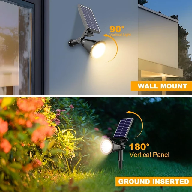 Alt view image 3 of 7 - 4 Pack Warm White Waterproof Solar Spot Lights, Outdoor