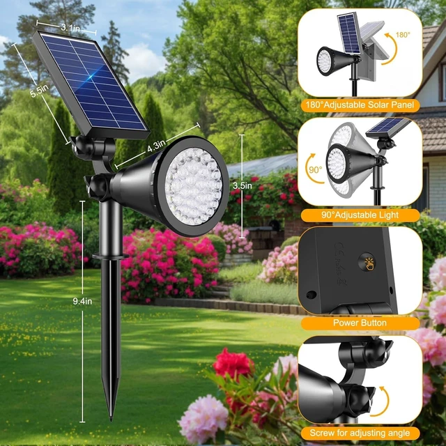 Alt view image 4 of 7 - 4 Pack Warm White Waterproof Solar Spot Lights, Outdoor