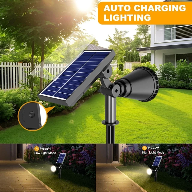 Alt view image 5 of 7 - 4 Pack Warm White Waterproof Solar Spot Lights, Outdoor