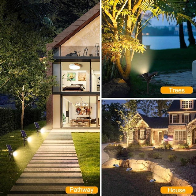 Alt view image 7 of 7 - 4 Pack Warm White Waterproof Solar Spot Lights, Outdoor
