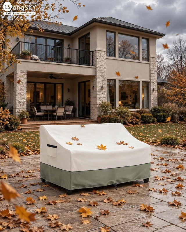 Alt view image 6 of 7 - 85" 600D Waterproof Patio Sofa Cover, Outdoor Couch, Beige
