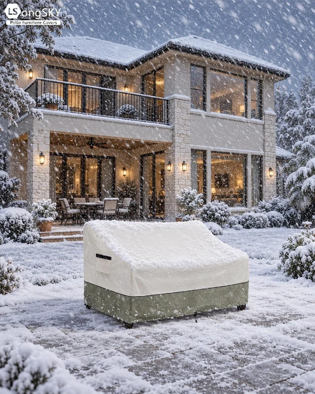 Alt view image 7 of 7 - 85" 600D Waterproof Patio Sofa Cover, Outdoor Couch, Beige