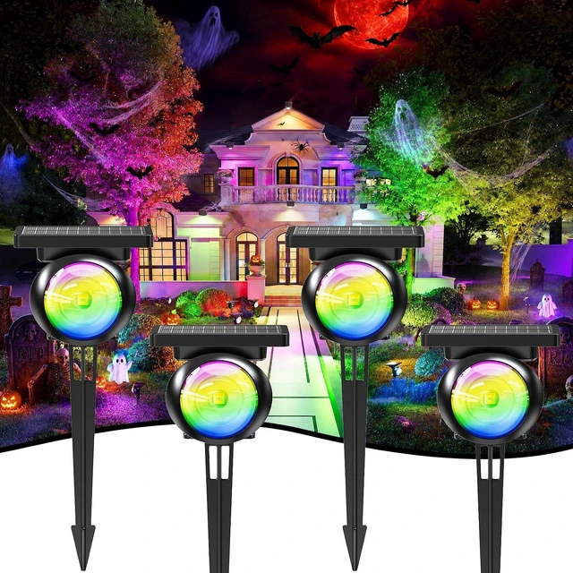 Main image of 4 Pack Waterproof Focusing Solar Spot Lights, RGB+3CCT Tree Uplights