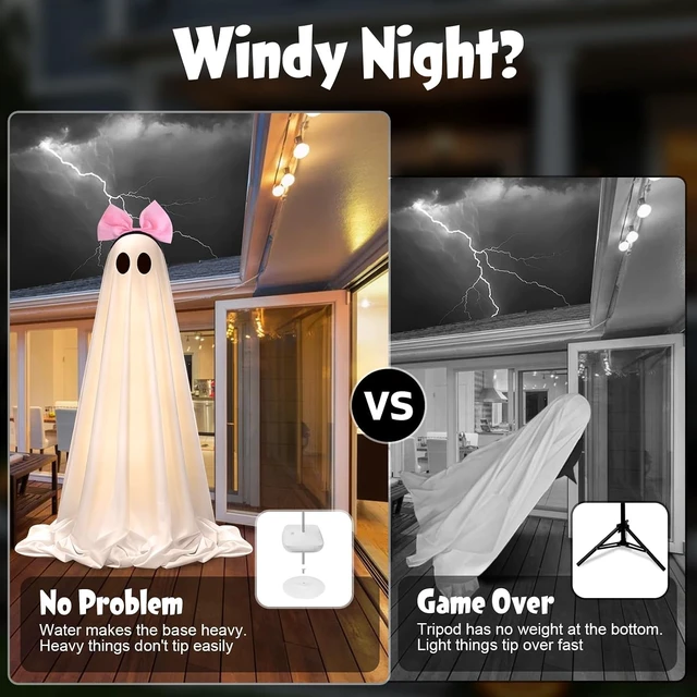 Alt view image 6 of 6 - 2 Pack Light-Up Cute Ghost Halloween Decorations with Scary Sounds, Spooky DIY Standing Decor for Front Yards, Gardens, Porch, Lawn & Party