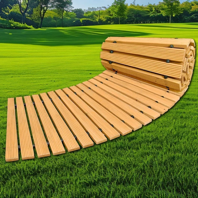 Main image of Cedar Wood Roll-Up Outdoor Garden Pathway Walkway