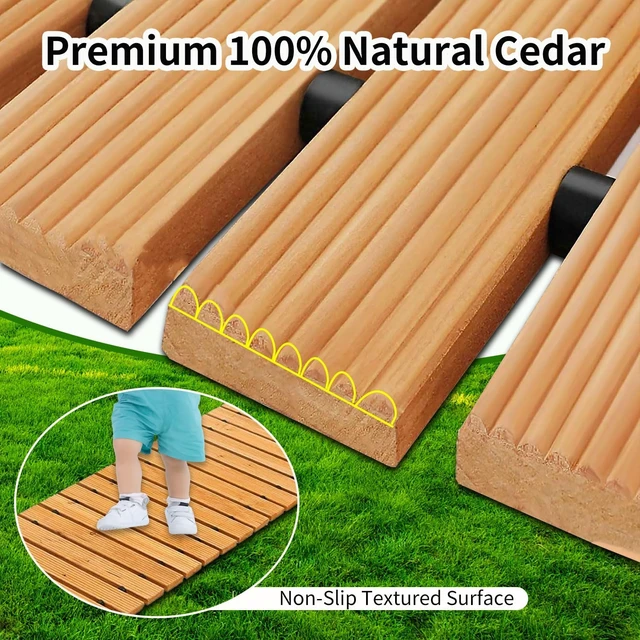 Alt view image 4 of 7 - Cedar Wood Roll-Up Outdoor Garden Pathway Walkway