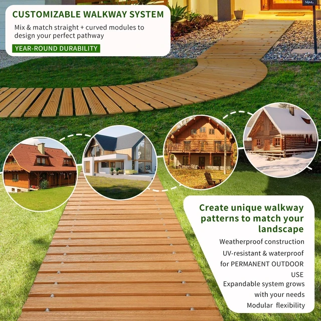 Alt view image 6 of 7 - Cedar Wood Roll-Up Outdoor Garden Pathway Walkway