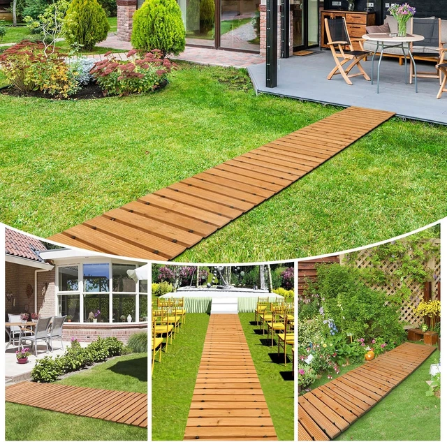 Alt view image 7 of 7 - Cedar Wood Roll-Up Outdoor Garden Pathway Walkway