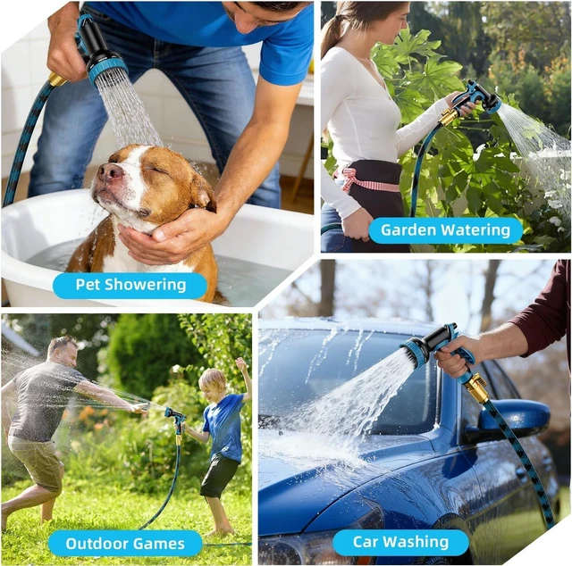 Alt view image 7 of 7 - 125 ft Non-Expandable Garden Hose with 10-Function Spray Nozzle, Lightweight Flexible Outdoor Water Hose for Yard, Lawn, Car Wash, RV & Home