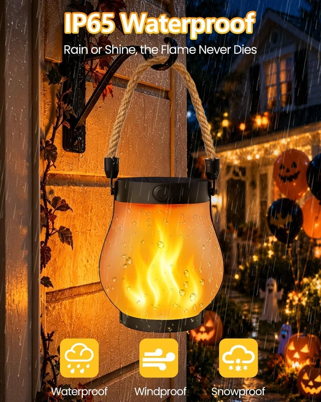 Alt view image 2 of 7 - 6 Pack Waterproof Flickering Flame Solar Lanterns, Halloween Lights