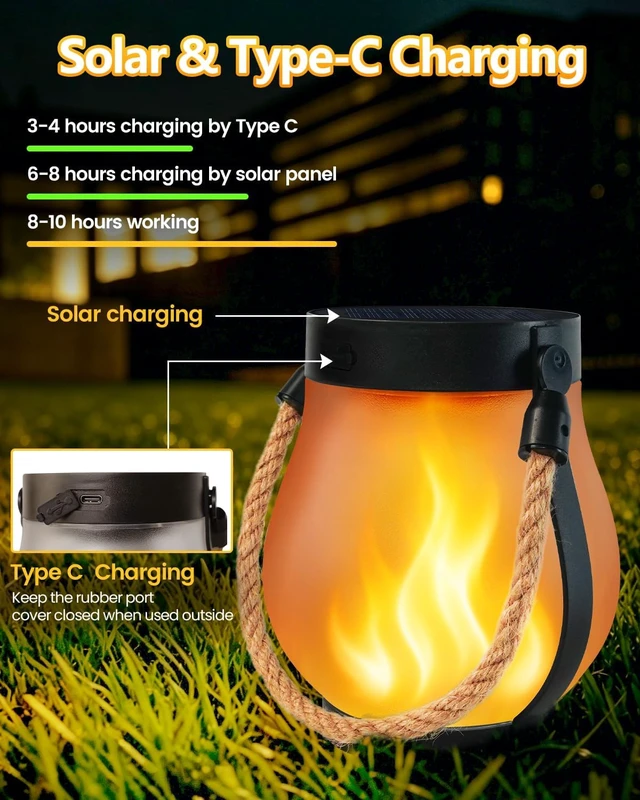 Alt view image 4 of 7 - 6 Pack Waterproof Flickering Flame Solar Lanterns, Halloween Lights