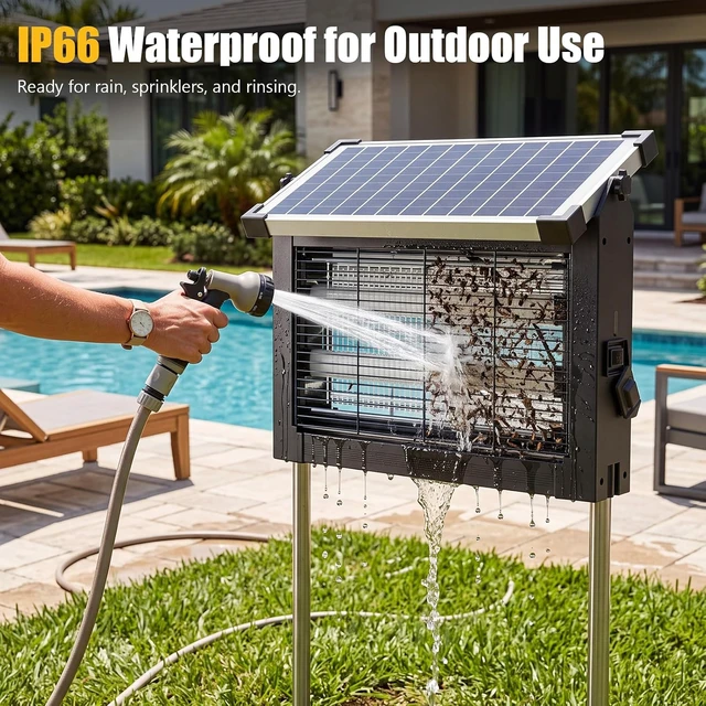 Alt view image 7 of 7 - 4500V Solar Bug Zapper with UV Light, Smart Auto Mode, 4000mAh USB-C Rechargeable Cordless Mosquito Killer, IP66 Waterproof for Patio, Backyard, Garden & Camping