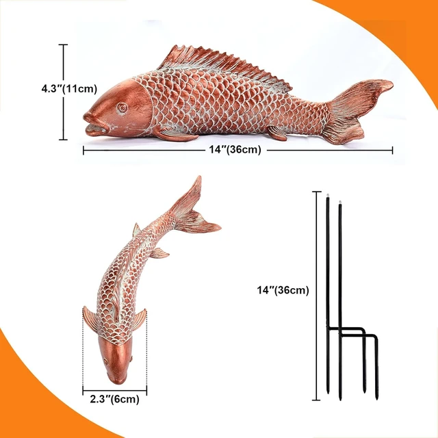 Alt view image 2 of 7 - Koi Fish Garden Statues, Outdoor Fish Decor