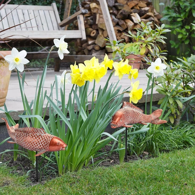 Alt view image 3 of 7 - Koi Fish Garden Statues, Outdoor Fish Decor