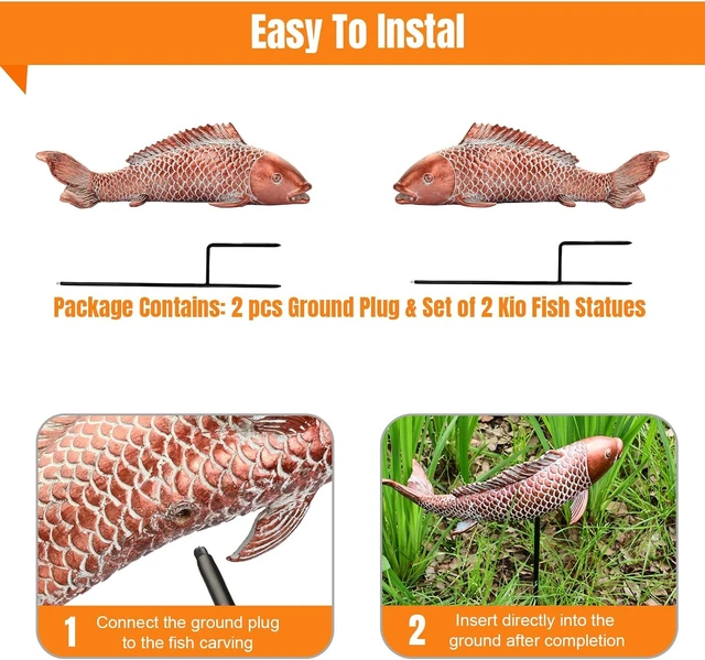 Alt view image 5 of 7 - Koi Fish Garden Statues, Outdoor Fish Decor