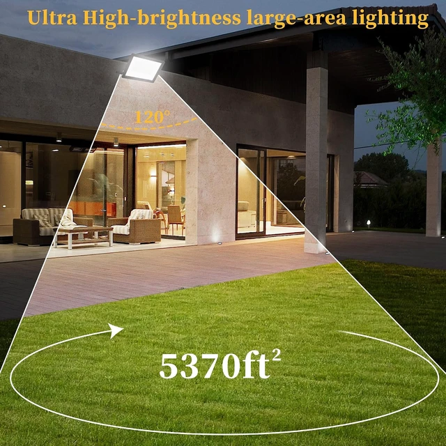 Alt view image 5 of 7 - 2 Pack 200W LED Flood Lights, 25000 LM Super Bright, IP66 Waterproof 6000K Daylight White for Patio, Yard, Garden & Playground