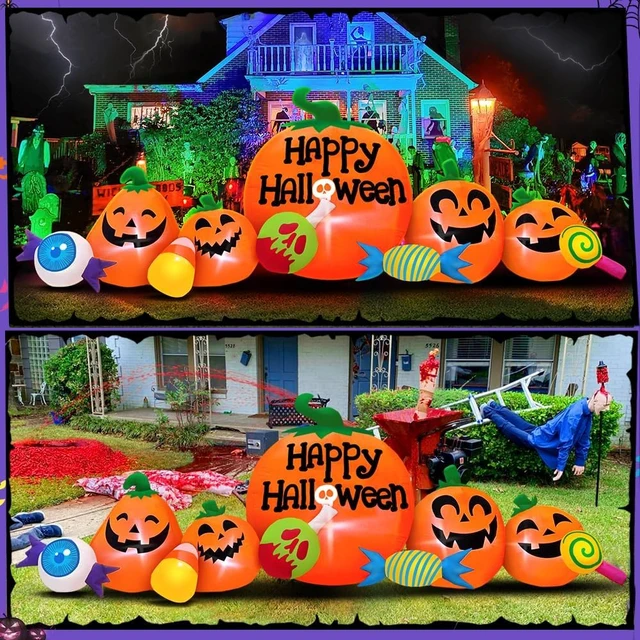 Alt view image 2 of 6 - 8FT Inflatable Pumpkin Combo Halloween Decorations with LED, Outdoor Blow-Up for Holiday Garden, Yard & Lawn Décor