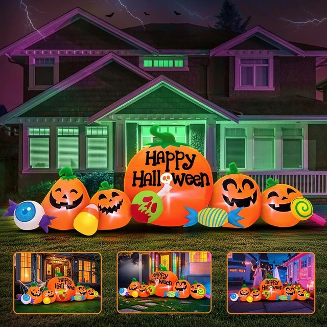 Alt view image 3 of 6 - 8FT Inflatable Pumpkin Combo Halloween Decorations with LED, Outdoor Blow-Up for Holiday Garden, Yard & Lawn Décor