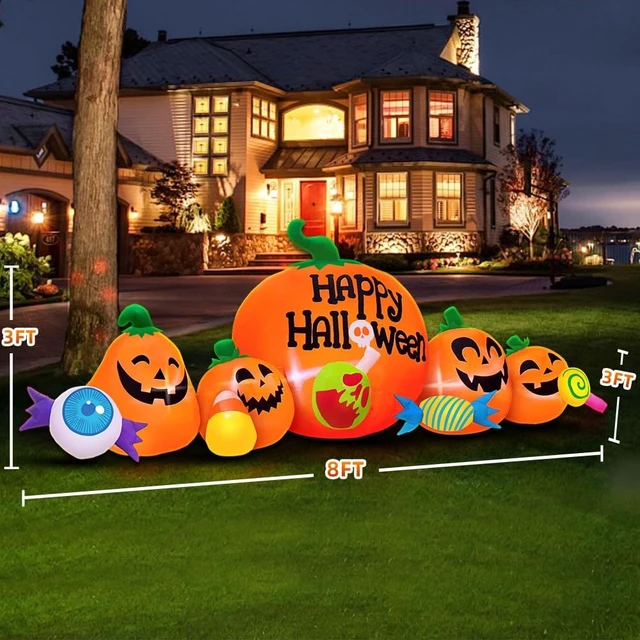 Alt view image 5 of 6 - 8FT Inflatable Pumpkin Combo Halloween Decorations with LED, Outdoor Blow-Up for Holiday Garden, Yard & Lawn Décor