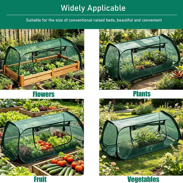 Alt view image 5 of 7 - 2PCS Pop-Up Raised Garden Bed Cover, Plant Protector Crop Cage