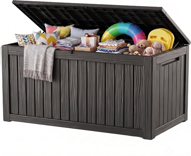 Main image of 300 Gallon Waterproof Resin Outdoor Storage Deck Box with Support Rod