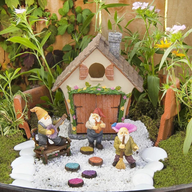 Alt view image 7 of 7 - Fairy Garden House Kit with Accessories, Butterfly Seat, Bird Bath, Stepping Stones & Magnetic Door Closure for Indoor/Outdoor Use