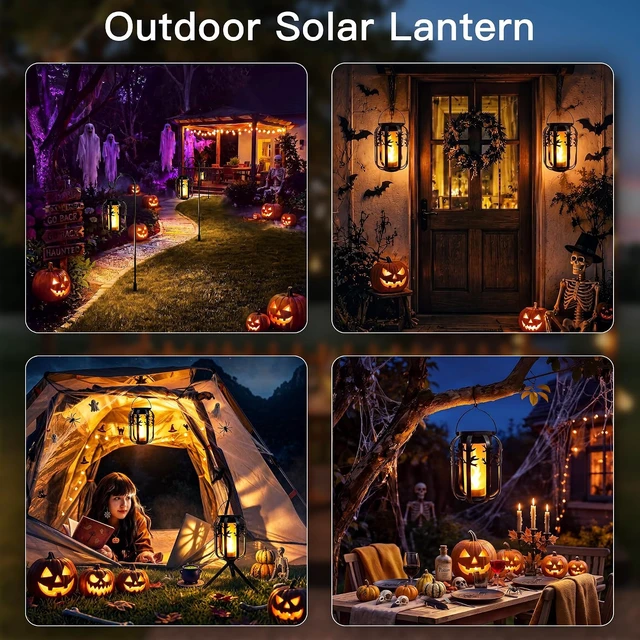 Alt view image 2 of 7 - 4 Pack USB-C Rechargeable Halloween Solar Lanterns, 4 Lighting Modes