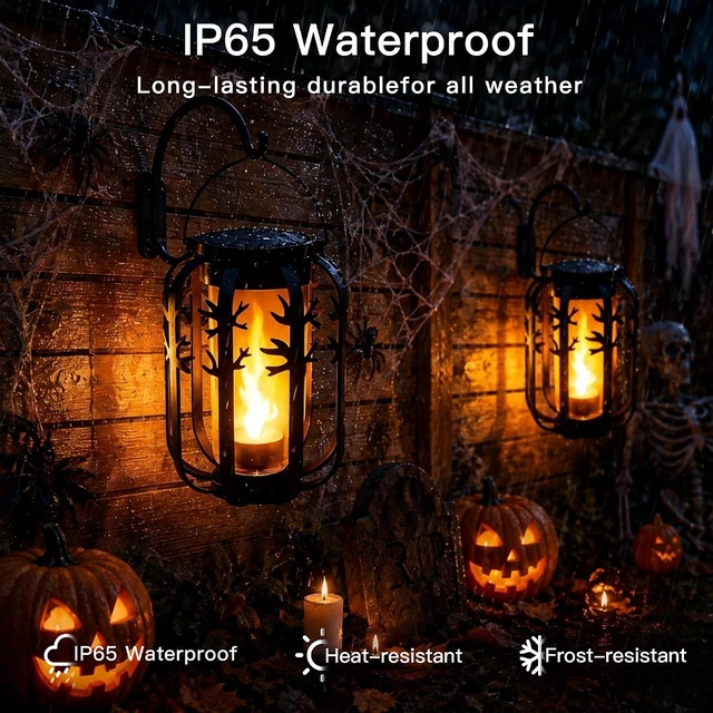 Alt view image 4 of 7 - 4 Pack USB-C Rechargeable Halloween Solar Lanterns, 4 Lighting Modes