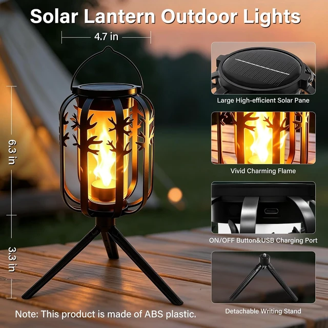 Alt view image 5 of 7 - 4 Pack USB-C Rechargeable Halloween Solar Lanterns, 4 Lighting Modes