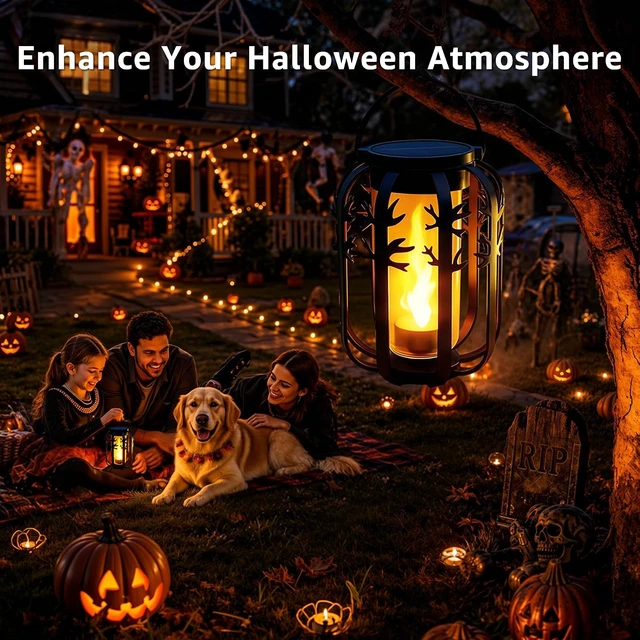 Alt view image 6 of 7 - 4 Pack USB-C Rechargeable Halloween Solar Lanterns, 4 Lighting Modes