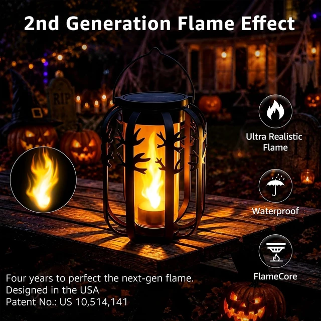 Alt view image 7 of 7 - 4 Pack USB-C Rechargeable Halloween Solar Lanterns, 4 Lighting Modes