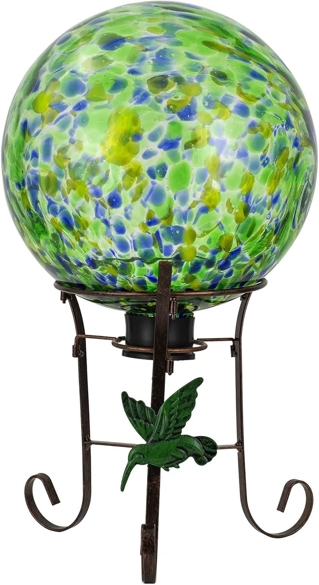 Main image of 10 Inch Glass Gazing Ball & 9.4" H Metal Stand