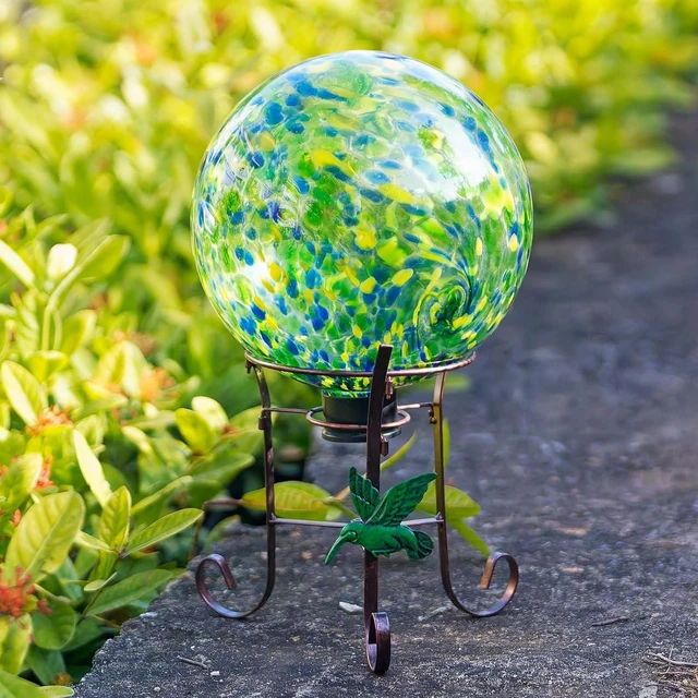 Alt view image 2 of 7 - 10 Inch Glass Gazing Ball & 9.4" H Metal Stand