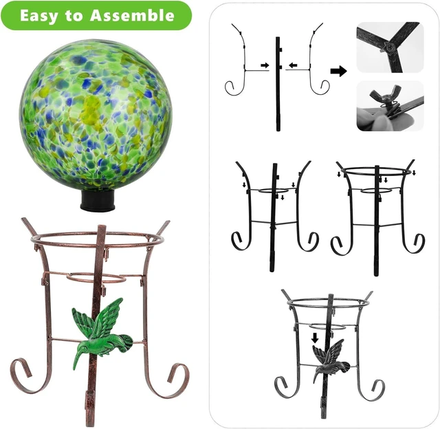 Alt view image 4 of 7 - 10 Inch Glass Gazing Ball & 9.4" H Metal Stand