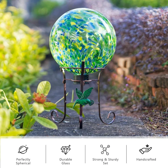 Alt view image 6 of 7 - 10 Inch Glass Gazing Ball & 9.4" H Metal Stand