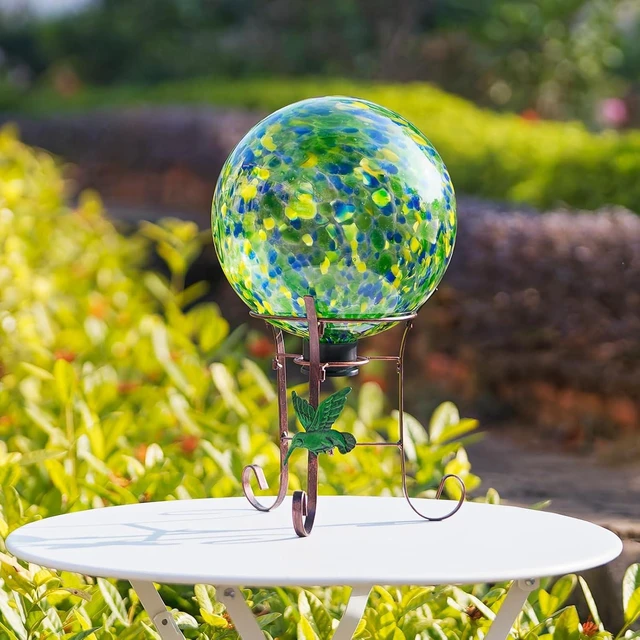 Alt view image 7 of 7 - 10 Inch Glass Gazing Ball & 9.4" H Metal Stand