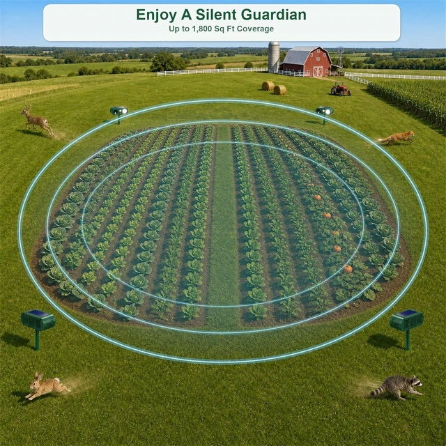 Alt view image 3 of 7 - 2-Pack Enhanced Solar Ultrasonic Animal Repellent for Outdoor Yard