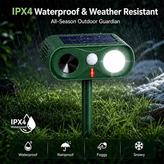 Alt view image 5 of 7 - 2-Pack Enhanced Solar Ultrasonic Animal Repellent for Outdoor Yard